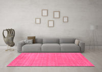 Machine Washable Abstract Pink Contemporary Rug, wshcon2523pnk