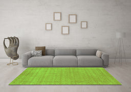 Machine Washable Abstract Green Contemporary Area Rugs in a Living Room,, wshcon2523grn