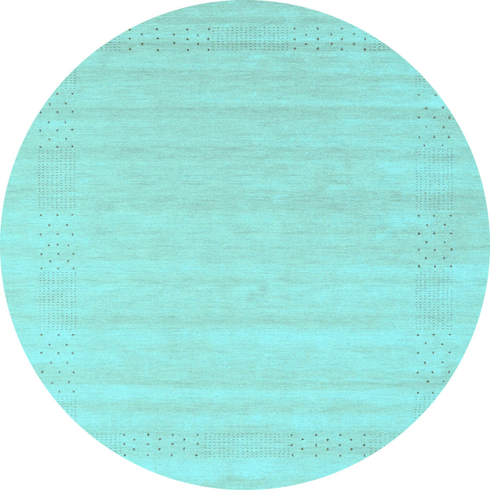 Round Abstract Light Blue Contemporary Rug, con2524lblu