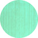 Round Machine Washable Abstract Turquoise Contemporary Area Rugs, wshcon2524turq