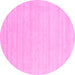 Round Machine Washable Abstract Pink Contemporary Rug, wshcon2524pnk