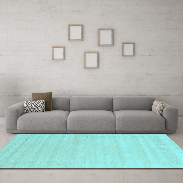 Machine Washable Abstract Light Blue Contemporary Rug in a Living Room, wshcon2524lblu