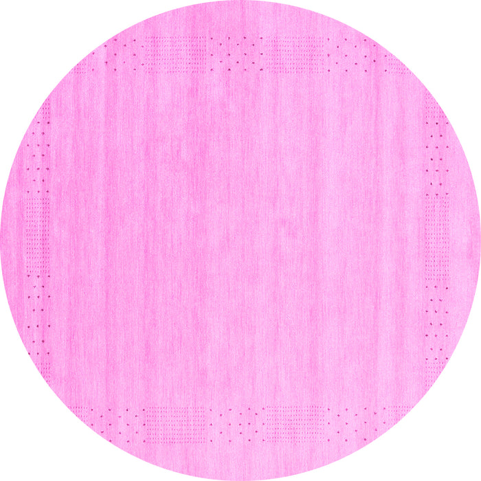 Round Abstract Pink Contemporary Rug, con2524pnk