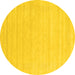 Round Machine Washable Abstract Yellow Contemporary Rug, wshcon2524yw