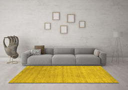 Machine Washable Abstract Yellow Contemporary Rug in a Living Room, wshcon2525yw