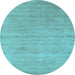 Round Abstract Light Blue Contemporary Rug, con2525lblu