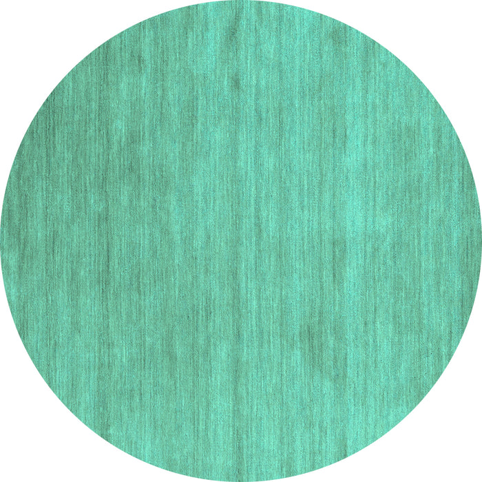 Round Abstract Turquoise Contemporary Rug, con2525turq