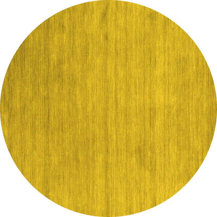 Round Machine Washable Abstract Yellow Contemporary Rug, wshcon2525yw