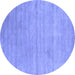 Round Abstract Blue Contemporary Rug, con2525blu