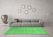 Machine Washable Abstract Emerald Green Contemporary Area Rugs in a Living Room,, wshcon2525emgrn