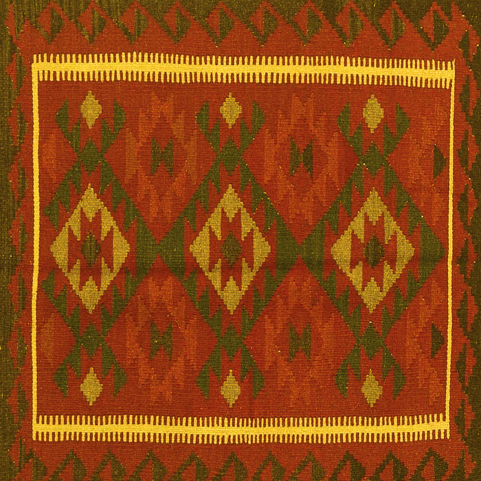 Square Machine Washable Oriental Yellow Traditional Rug, wshcon2526yw