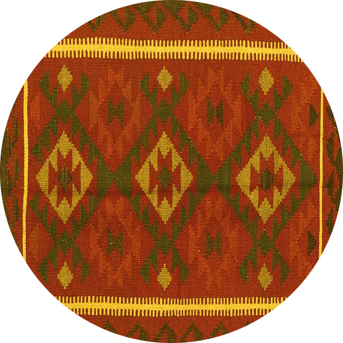 Round Oriental Yellow Traditional Rug, con2526yw