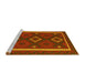 Sideview of Machine Washable Oriental Yellow Traditional Rug, wshcon2526yw