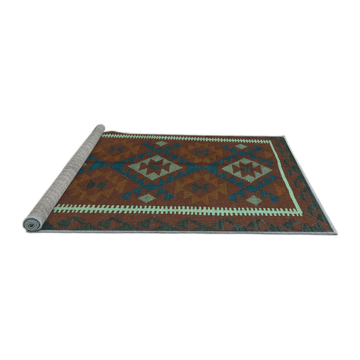 Sideview of Machine Washable Oriental Light Blue Traditional Rug, wshcon2526lblu