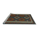 Sideview of Machine Washable Oriental Light Blue Traditional Rug, wshcon2526lblu