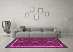 Machine Washable Oriental Purple Traditional Area Rugs in a Living Room, wshcon2526pur