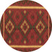Round Oriental Brown Traditional Rug, con2526brn