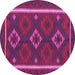 Round Machine Washable Oriental Purple Traditional Area Rugs, wshcon2526pur