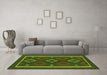 Machine Washable Oriental Green Traditional Area Rugs in a Living Room,, wshcon2526grn