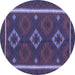 Round Machine Washable Oriental Blue Traditional Rug, wshcon2526blu