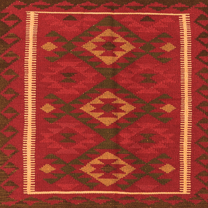 Round Machine Washable Oriental Orange Traditional Area Rugs, wshcon2526org