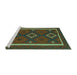 Sideview of Machine Washable Oriental Turquoise Traditional Area Rugs, wshcon2526turq