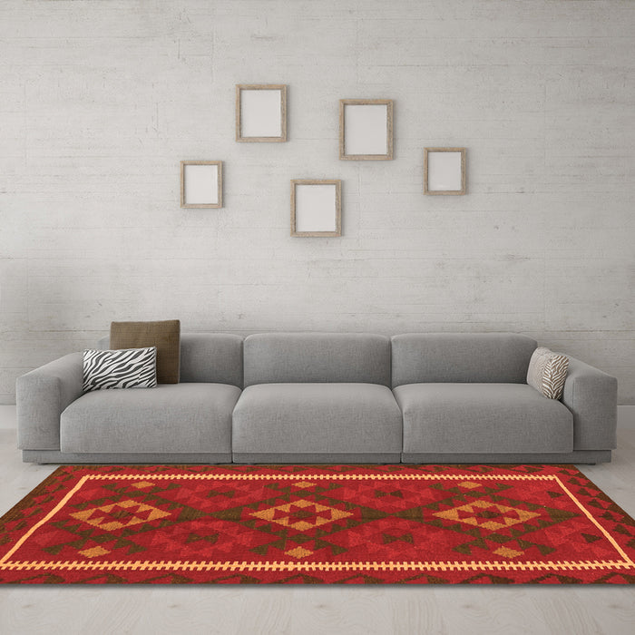 Machine Washable Oriental Orange Traditional Area Rugs in a Living Room, wshcon2526org