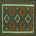 Square Oriental Turquoise Traditional Rug, con2526turq