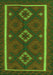 Serging Thickness of Machine Washable Oriental Green Traditional Area Rugs, wshcon2526grn