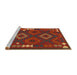 Serging Thickness of Machine Washable Contemporary Saddle Brown Rug, wshcon2527