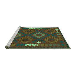Sideview of Machine Washable Oriental Turquoise Traditional Area Rugs, wshcon2527turq