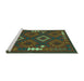 Sideview of Machine Washable Oriental Turquoise Traditional Area Rugs, wshcon2527turq