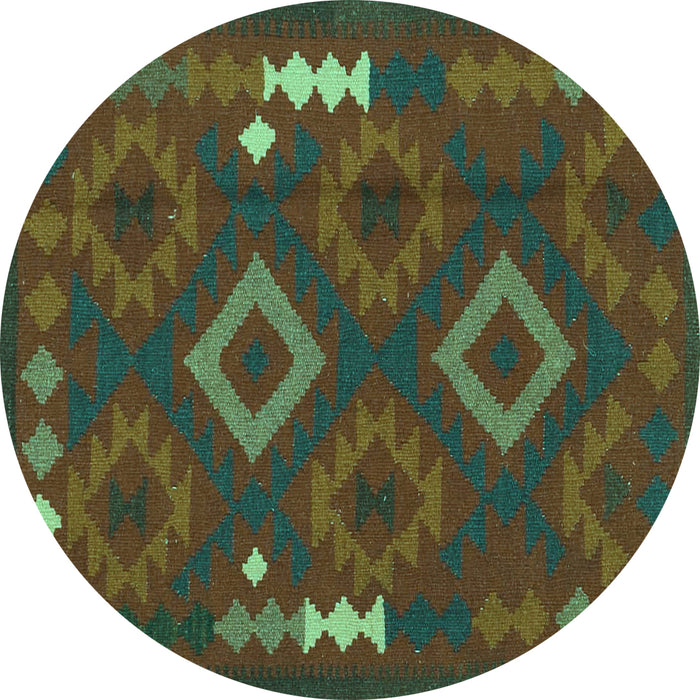 Round Oriental Turquoise Traditional Rug, con2527turq