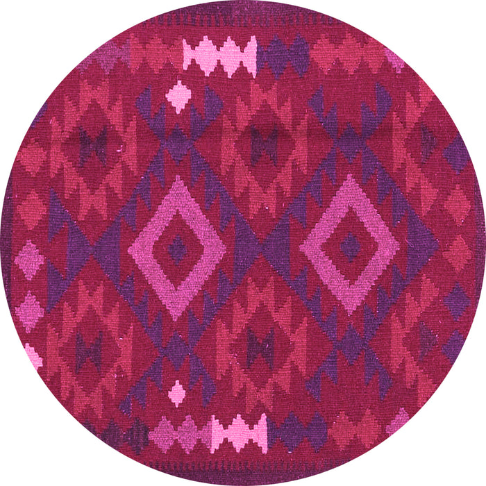 Round Machine Washable Oriental Pink Traditional Rug, wshcon2527pnk