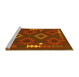 Sideview of Machine Washable Oriental Yellow Traditional Rug, wshcon2527yw