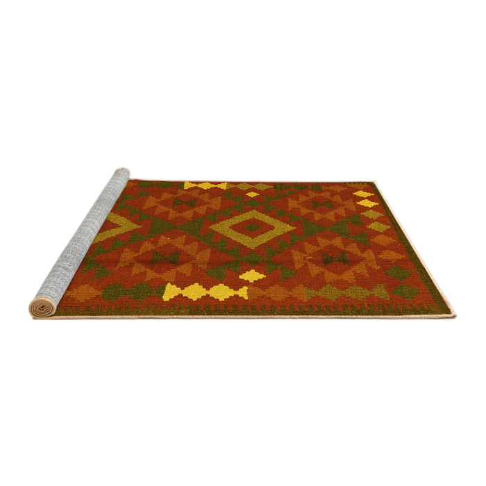 Sideview of Machine Washable Oriental Yellow Traditional Rug, wshcon2527yw