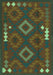 Machine Washable Oriental Turquoise Traditional Area Rugs, wshcon2527turq