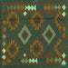 Square Machine Washable Oriental Turquoise Traditional Area Rugs, wshcon2527turq