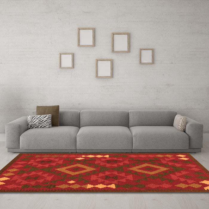 Machine Washable Oriental Orange Traditional Area Rugs in a Living Room, wshcon2527org