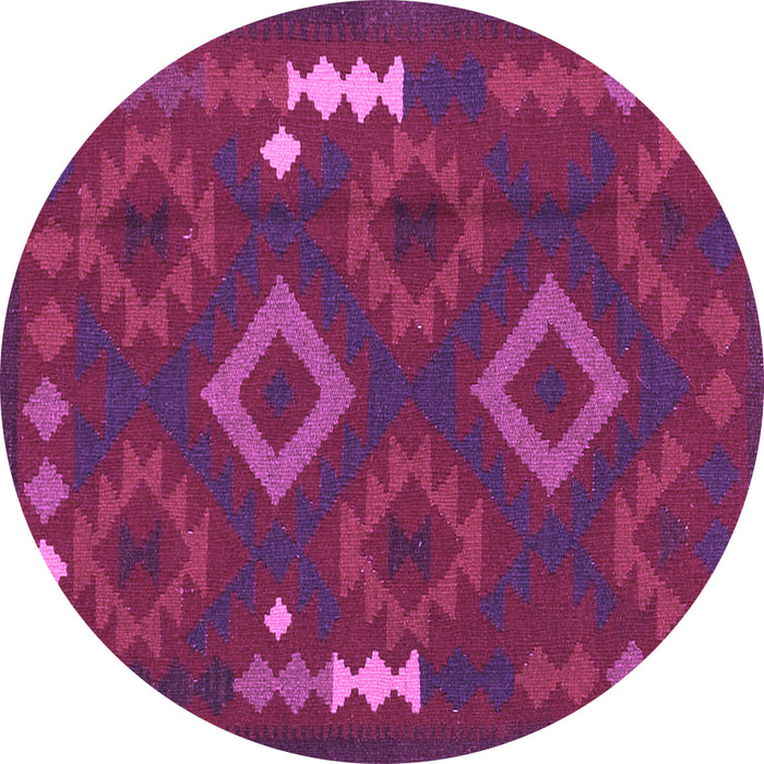 Round Machine Washable Oriental Purple Traditional Area Rugs, wshcon2527pur