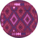 Round Machine Washable Oriental Purple Traditional Area Rugs, wshcon2527pur