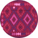 Round Oriental Pink Traditional Rug, con2527pnk