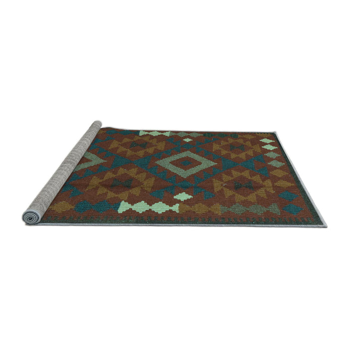Sideview of Machine Washable Oriental Light Blue Traditional Rug, wshcon2527lblu