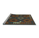 Sideview of Machine Washable Oriental Light Blue Traditional Rug, wshcon2527lblu