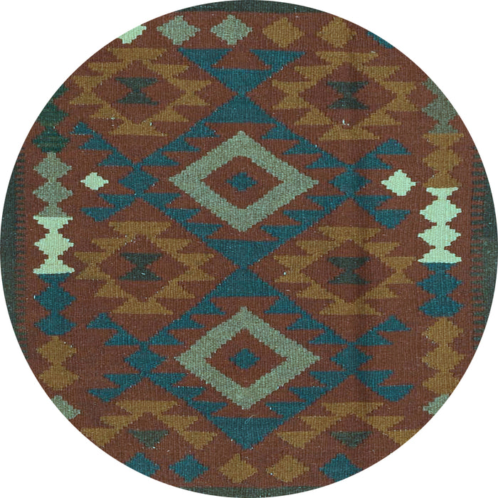 Round Oriental Light Blue Traditional Rug, con2527lblu