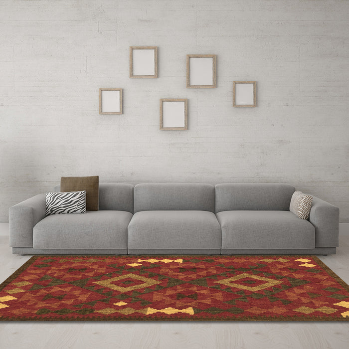 Machine Washable Oriental Brown Traditional Rug in a Living Room,, wshcon2527brn