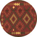 Round Oriental Brown Traditional Rug, con2527brn