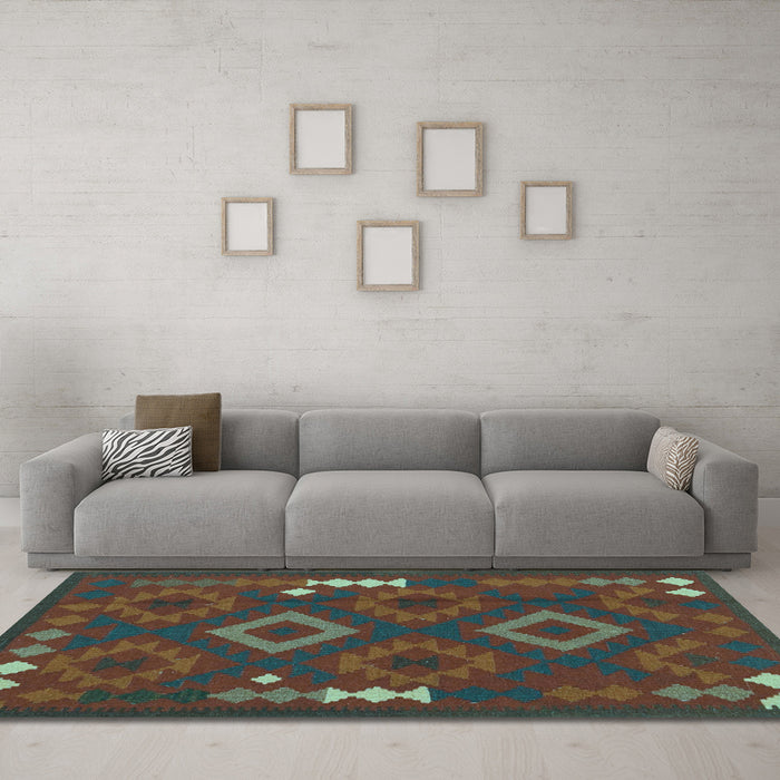 Machine Washable Oriental Light Blue Traditional Rug in a Living Room, wshcon2527lblu