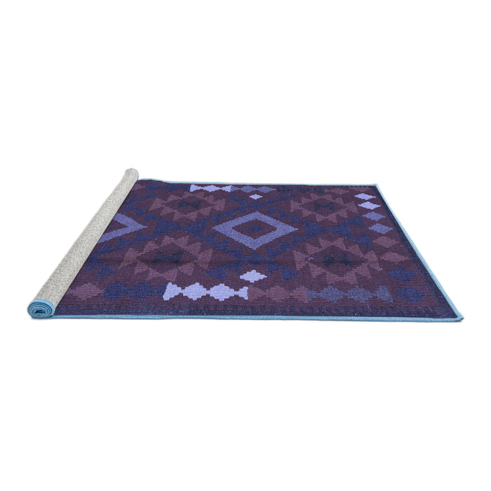 Sideview of Machine Washable Oriental Blue Traditional Rug, wshcon2527blu