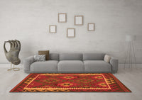 Machine Washable Oriental Orange Traditional Rug, wshcon2528org